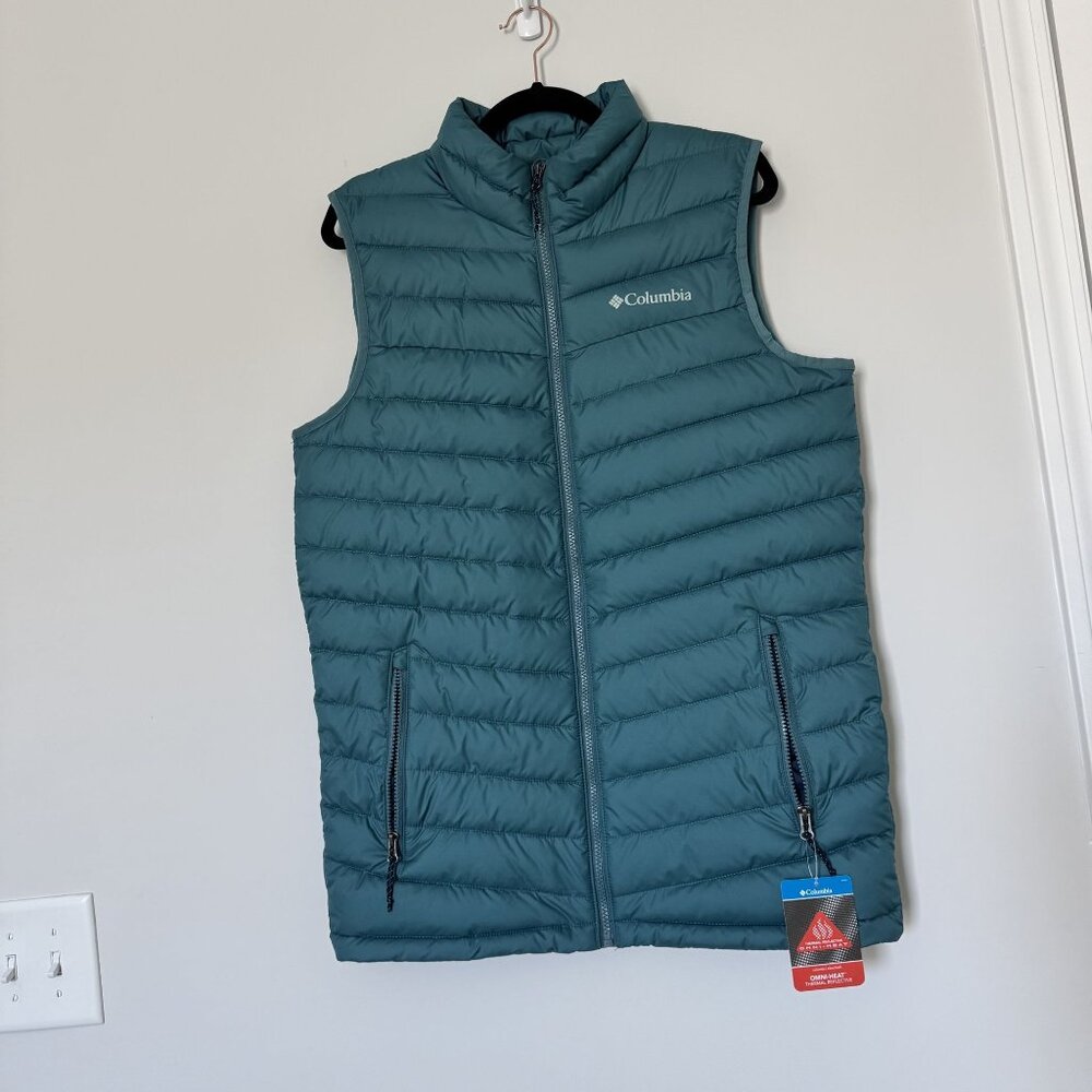 Columbia Mens Slope Edge Vest Omni-Heat Thermal Reflective Teal‎ NWT Small
